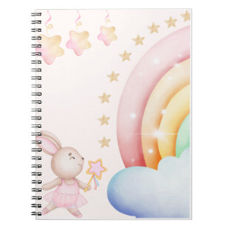 Magische Konijn en Regenboog | Cute Pastel Kinder Notitieboek