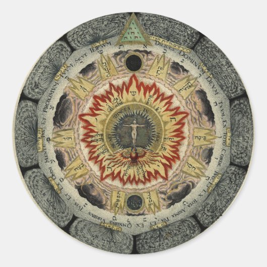 Magische kosmische Roos Mandala Ronde Stickers (Voorkant)