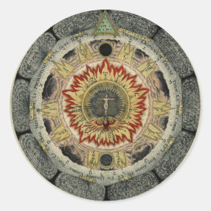 Magische kosmische Roos Mandala Ronde Stickers