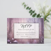 Magische Lavendel Fairy Lights bruiloft RSVP Kaartje (Staand voorkant)