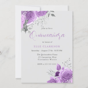 Magische lavender & Silver Quinceanera Party Kaart