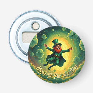 Magische Leprechaun St. Patrick's Day Kunst Button Flesopener