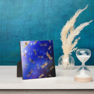 Magische libellen op blauw, fotoplaat