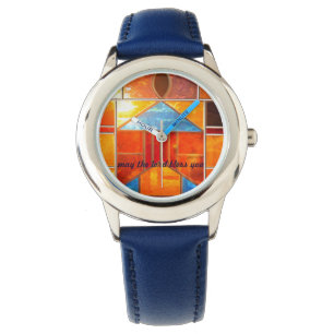 Magische lichtstroom uit de ramen van de kerk horloge