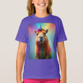 Magische Majesteit: De Regenboog Eenhoorn Capybara T-shirt (Voorkant)