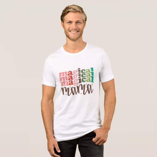 Magische Mama Retro Groovy Kerst Feestdagen Tri-Blend Shirt (Voorkant volledig)