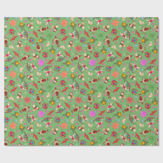 Magische Mantis Kitsch Waterverf Ditsy Christmas Cadeaupapier (Vlak)