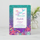 Magische Meermin Uitnodiging (Staand voorkant)