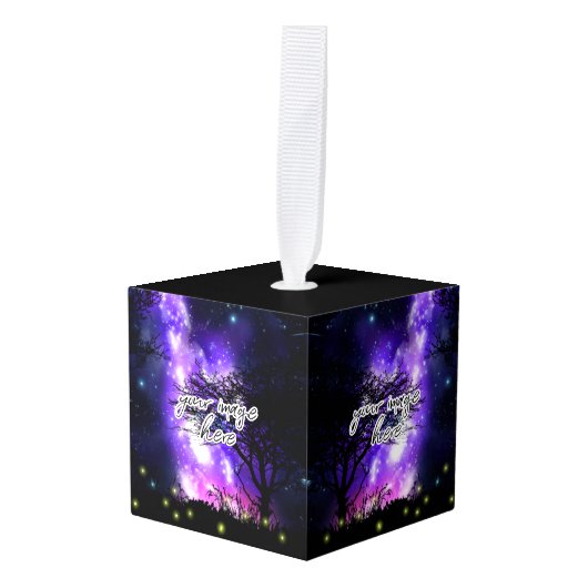 Magische Melkweg Kubus Ornament (Voorkant hoekig)