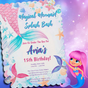 Magische Mermaid Tail Glitter Verjaardagsfeest Kaart