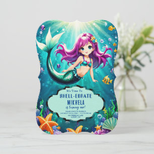 Magische Mermaid verjaardagsuitnodigingen - onder Kaart