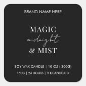 Magische Midnight & Mist kaars label | Custom Blac (Voorkant)