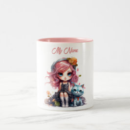 Magische Momenten Dagelijks: Pop en Kat Fantasy Cu Tweekleurige Koffiemok