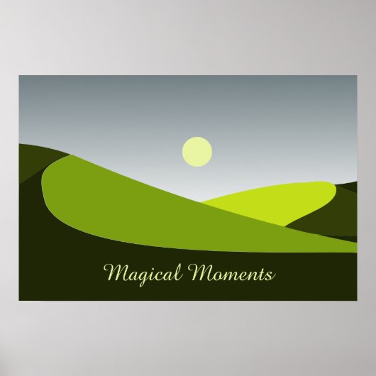 Magische momenten, groen glooiend heuvellandschap poster (Voorkant)