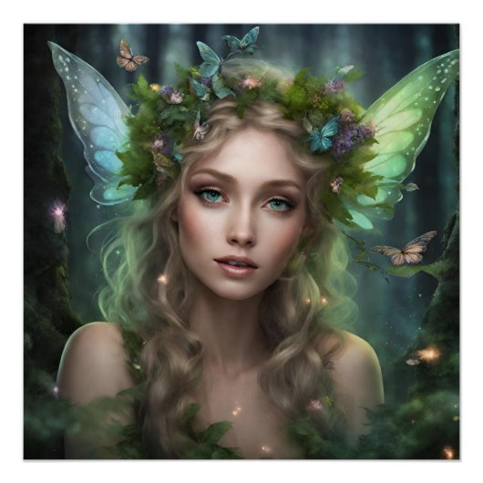 Magische mooie Natuur bos fee Perfect Poster (Voorkant)
