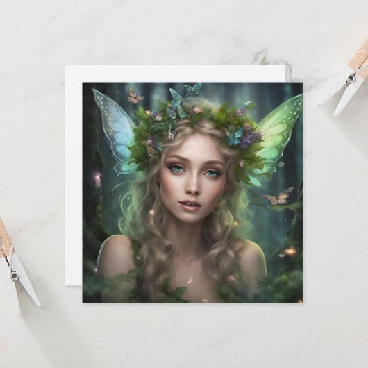 Magische mooie natuur bosfee  kaart (Voorkant / Achterkant in situ)