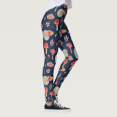 Magische mot en paddenstoelpatroon. Woodland nacht Leggings (Rechts)