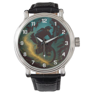 Magische Mountain Biking Adventure Trail Scene Horloge