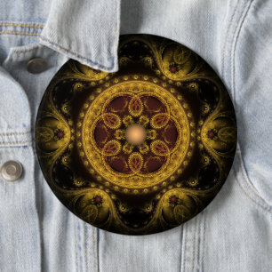 Magische mystieke fee fractal patroon mandala ronde button 6,0 cm
