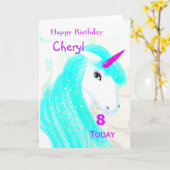 magische mythische eenhoorn gepersonaliseerd kaart (Gele Bloem)