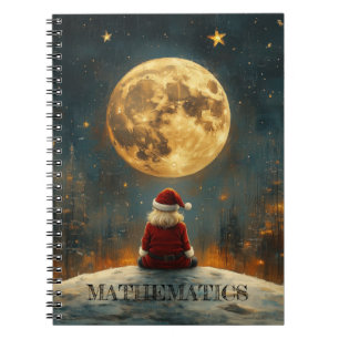 Magische Nacht met Volle Maan en Kerstman Notitieboek
