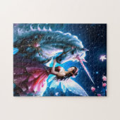 Magische nacht Roos Fairy Queen en Witte Eenhoorn Legpuzzel (Horizontaal)