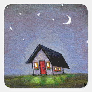Magische nachtelijke kunst in de startende hemel,  vierkante sticker