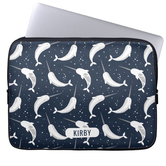 Magische Narwhals in de ruimte Laptop Sleeve (Voorkant)