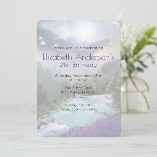 Magische Natuur Landschap Birthday Invite Kaart (Staand voorkant)