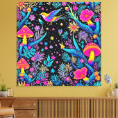 Magische Neon Forest Night Dream Design Canvas Afdruk (Insitu (Woonkamer))
