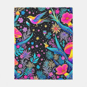 Magische Neon Forest Night Dream Design Fleece Deken (Voorkant)
