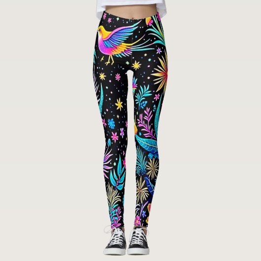 Magische Neon Forest Night Dream Design Leggings (Voorkant)
