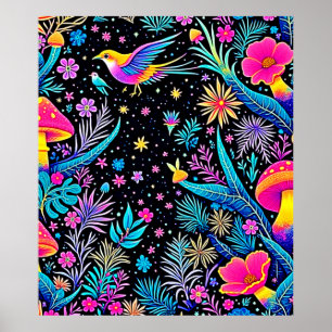 Magische Neon Forest Night Dream Design Poster
