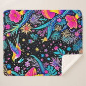 Magische Neon Forest Night Dream Design Sherpa Deken (Voorkant (horizontaal))