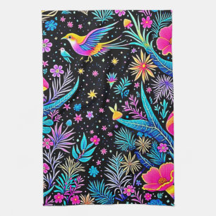 Magische Neon Forest Night Dream Design Theedoek