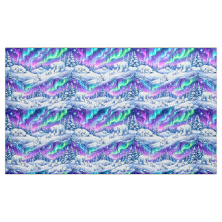Magische Noorderlicht & Ijsberen Winter Patroon Stof
