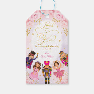 Magische Notenkraker Verjaardag Blush Goud Bloemen Cadeaulabel
