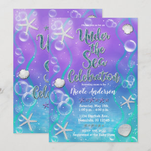 Magische Onder De Zee Paars Turquoise Baby Shower Kaart