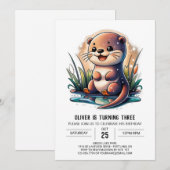 Magische Otter aangepaste verjaardag Kaart (Voorkant / Achterkant)