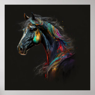 Magische paarden, Abstracte kleuren, Art Print Wal