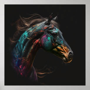 Magische paarden, Abstracte kleuren, Art Print Wal