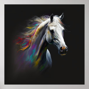 Magische paarden, Abstracte kleuren, Art Print Wal