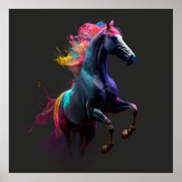 Magische paarden, Abstracte kleuren, Art Print Wal