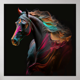 Magische paarden, Abstracte kleuren, Art Print Wal