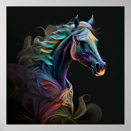 Magische paarden, Abstracte kleuren, Art Print Wal