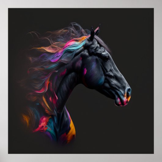 Magische paarden, Abstracte kleuren, Art Print Wal (Voorkant)
