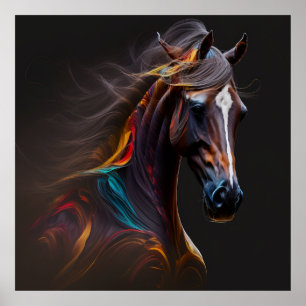 Magische paarden, Abstracte kleuren, Art Print Wal