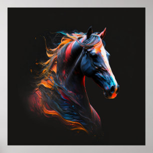 Magische paarden, Abstracte kleuren, Art Print Wal