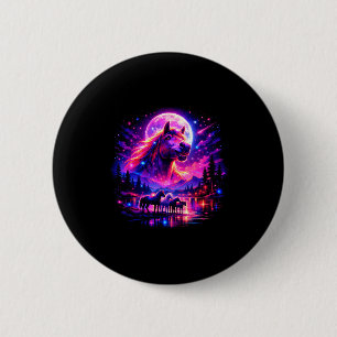 Magische paarden huilende maan paardenliefhebber ronde button 5,7 cm