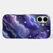 Magische Paarse en Blauwe Nevel met Glittersterren Case-Mate iPhone Case (Achterkant (horizontaal))